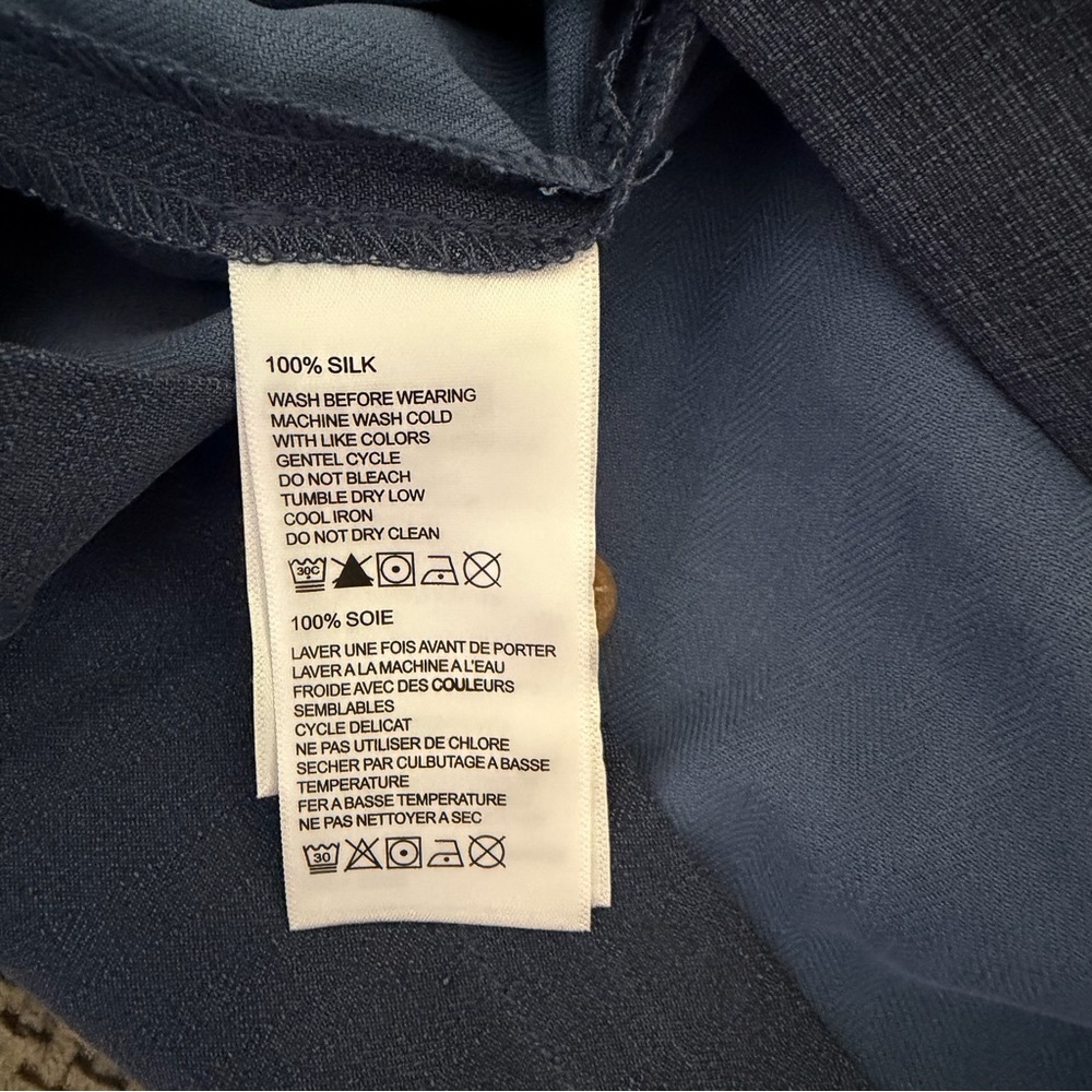 Tommy Bahama Mens Silk Shirt XL Blue Jacquard Hawaiian Palm Tropical Button Down - Picture 7 of 11